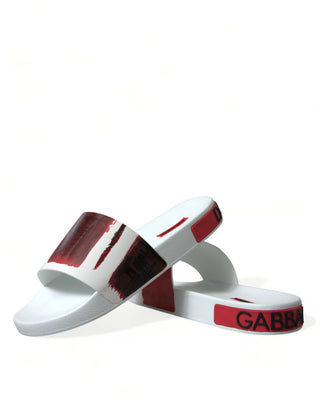 White Red Leather Sandals Slippers Men Shoes