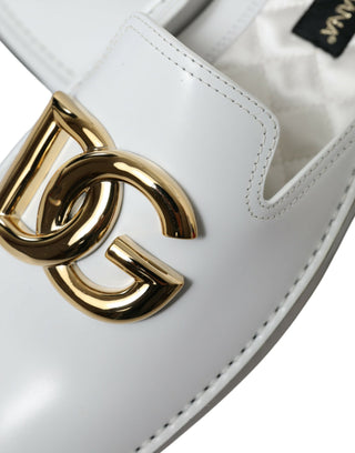 White Leather DG Logo Men Loafer Dress Shoes
