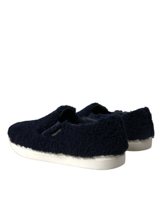 Blue Shearling Slip Loafers Sneakers Shoes