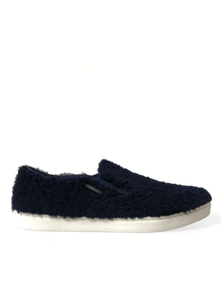 Blue Shearling Slip Loafers Sneakers Shoes