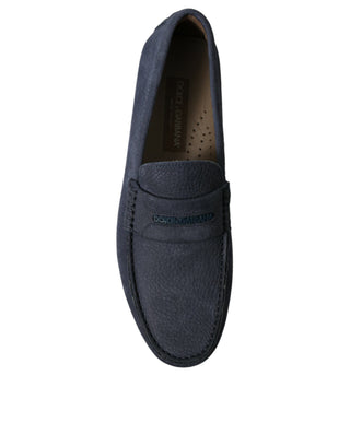 Elegant Blue Leather Moccasin Shoes