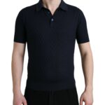 Dark Blue Collared Short Sleeve Polo T-shirt