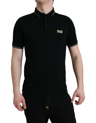 Black Logo Collared Short Sleeves Polo T-shirt