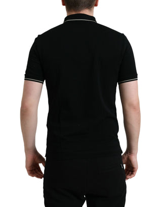 Black Logo Collared Short Sleeves Polo T-shirt