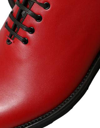 Elegant Red Leather Oxford Dress Shoes