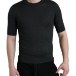 Elegant Silk Crew Neck Tee In Dark Grey