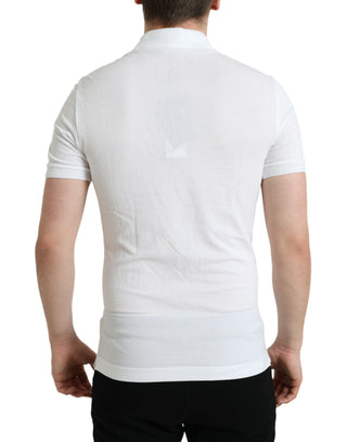 Elegant White Cotton Polo Tee With Logo Patch