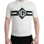 White Dg Logo Collared Henley Shirt T-shirt