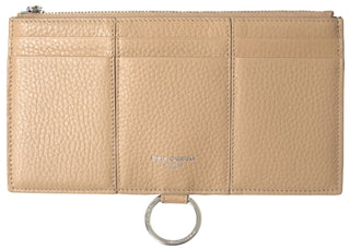 Elegant Beige Leather Wallet With Detachable Strap