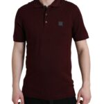 Elegant Maroon Cotton Blend Polo Tee