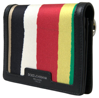 Multicolor Bifold Leather Wallet With Strap