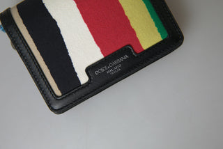 Multicolor Bifold Leather Wallet With Strap