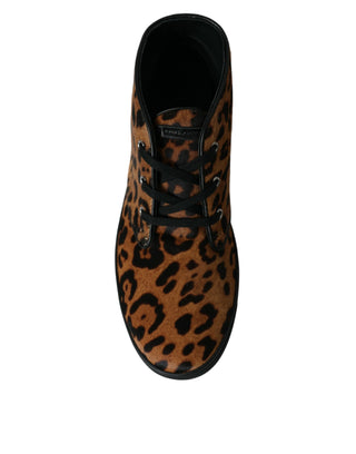 Elegant Leopard Print Mid-top Sneakers