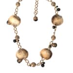 Gold Brass Leopard Fur Pearl Collier Chain Belt