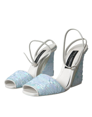 Light Blue Sequin Ankle Strap Sandals Shoes