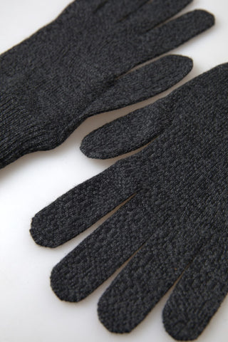 Elegant Virgin Wool Winter Gloves In Gray