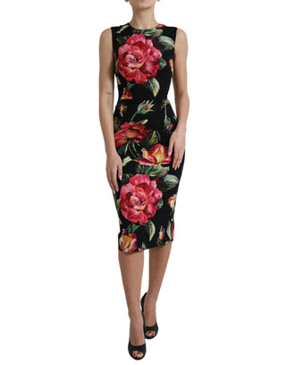 Elegant Floral Sheath Midi Dress