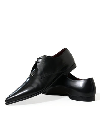 Elegant Black Leather Derby Dress Shoes