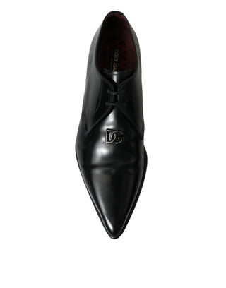 Elegant Black Leather Derby Dress Shoes