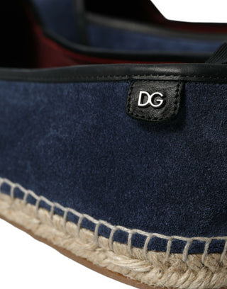 Elegant Navy Suede Leather Espadrilles