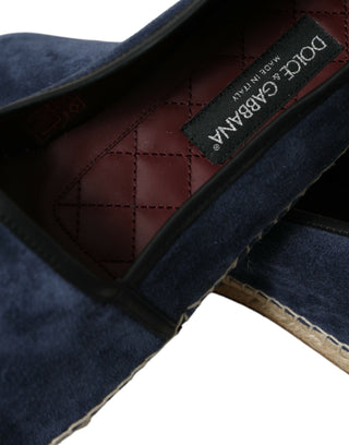 Elegant Navy Suede Leather Espadrilles