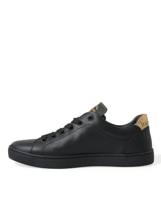 Black Leather Sacred Heart Sneakers Shoes