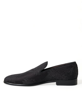 Elegant Black Brocade Dress Loafers