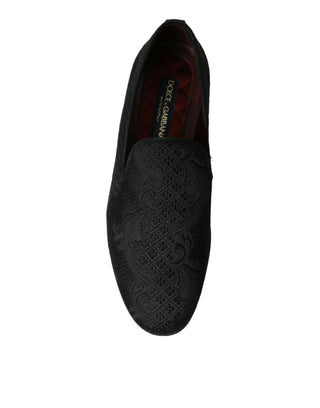 Elegant Black Brocade Dress Loafers