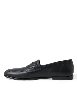 Elegant Black Embroidered Loafers