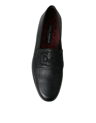 Elegant Black Embroidered Loafers