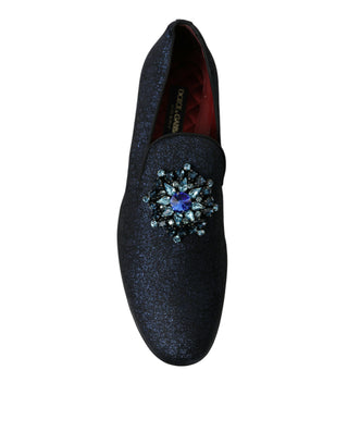Blue Jacquard Lurex Crystal Loafer Dress Shoes