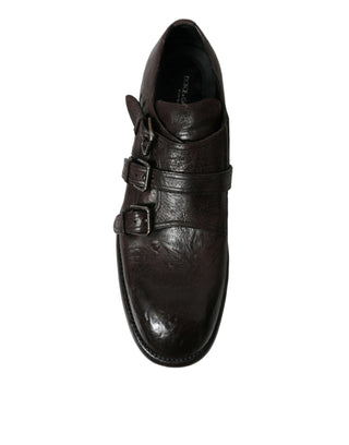 Elegant Triple Buckle Leather Dress Shoes