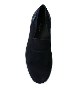 Elegant Blue Suede Leather Loafers