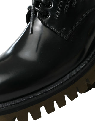 Elegant Black Leather Derby Dress Shoes