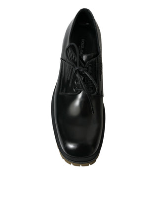 Elegant Black Leather Derby Dress Shoes