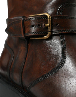 Elegant Mid Calf Leather Boots For Men