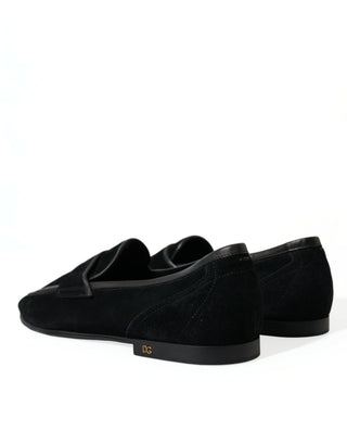 Elegant Velvet Black Loafers For Men