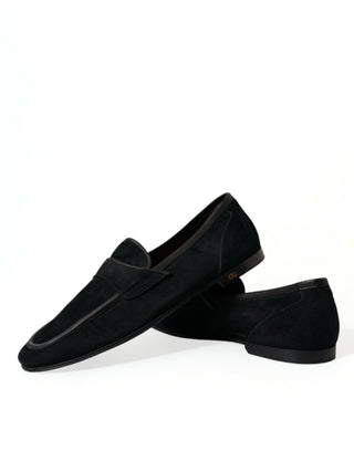 Elegant Velvet Black Loafers For Men