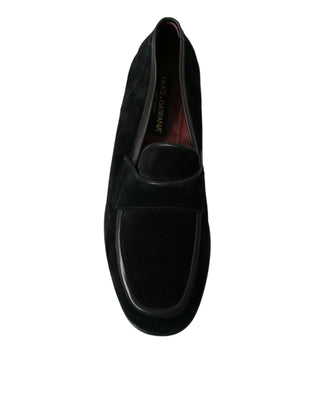 Elegant Velvet Black Loafers For Men