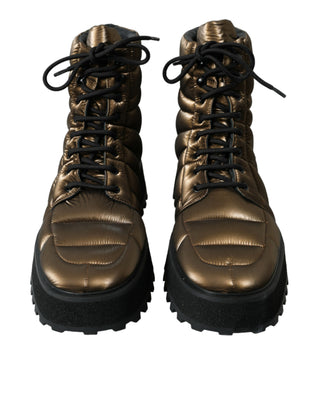 Bronze Plateau Padded Boots With Dg Logo Plate