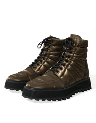 Bronze Plateau Padded Boots With Dg Logo Plate