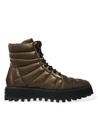 Bronze Plateau Padded Boots With Dg Logo Plate