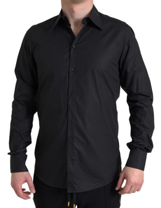 Elegant Black Gold Button Formal Shirt