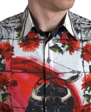 Floral Bull Print Casual Cotton Shirt