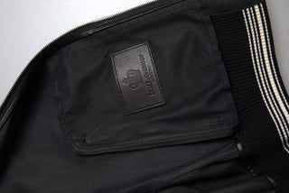 Elegant Black Leather Bomber Jacket