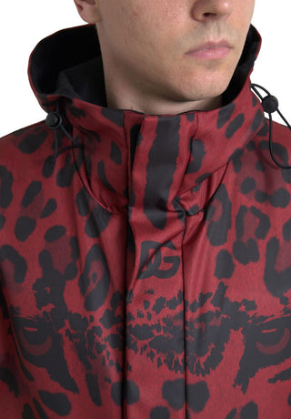 Radiant Red Leopard Print Hooded Jacket