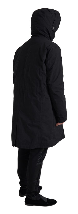 Elegant Black Hooded Trench Coat