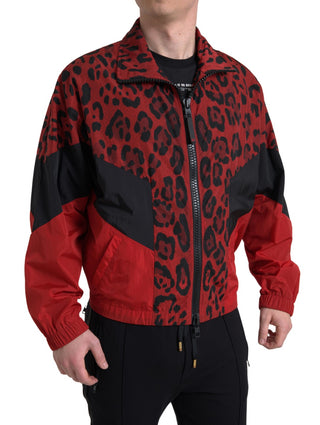 Red Leopard Zip Sweater Jacket