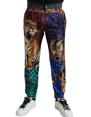 Multicolor Tiger Print Loose Denim Jeans