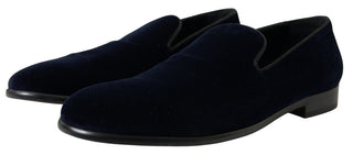 Elegant Blue Velvet Loafers For Men